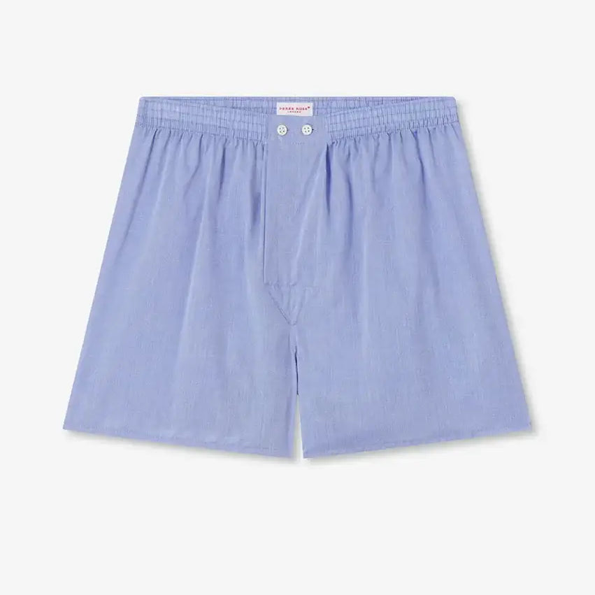 Derek Rose Men's Classic Fit Boxers -Amalfi Cotton Batiste Blue