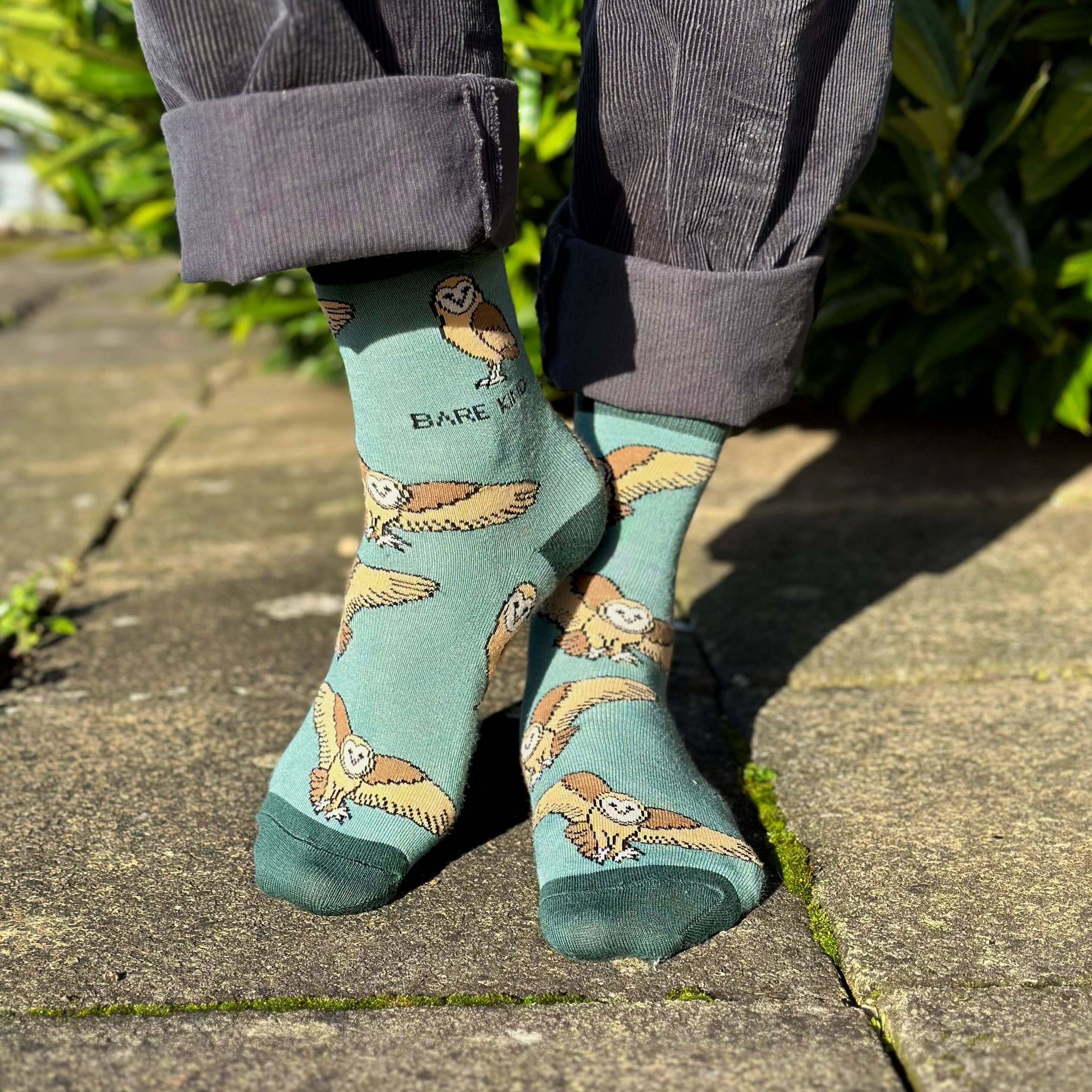Bare Kind Save the Barn Owl Bamboo Socks, Green