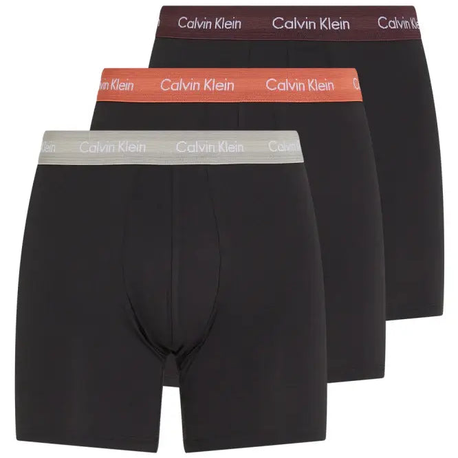 Calvin Klein 3 Pack Boxer Briefs Cotton Stretch - Black/Multi Colour Waistbands