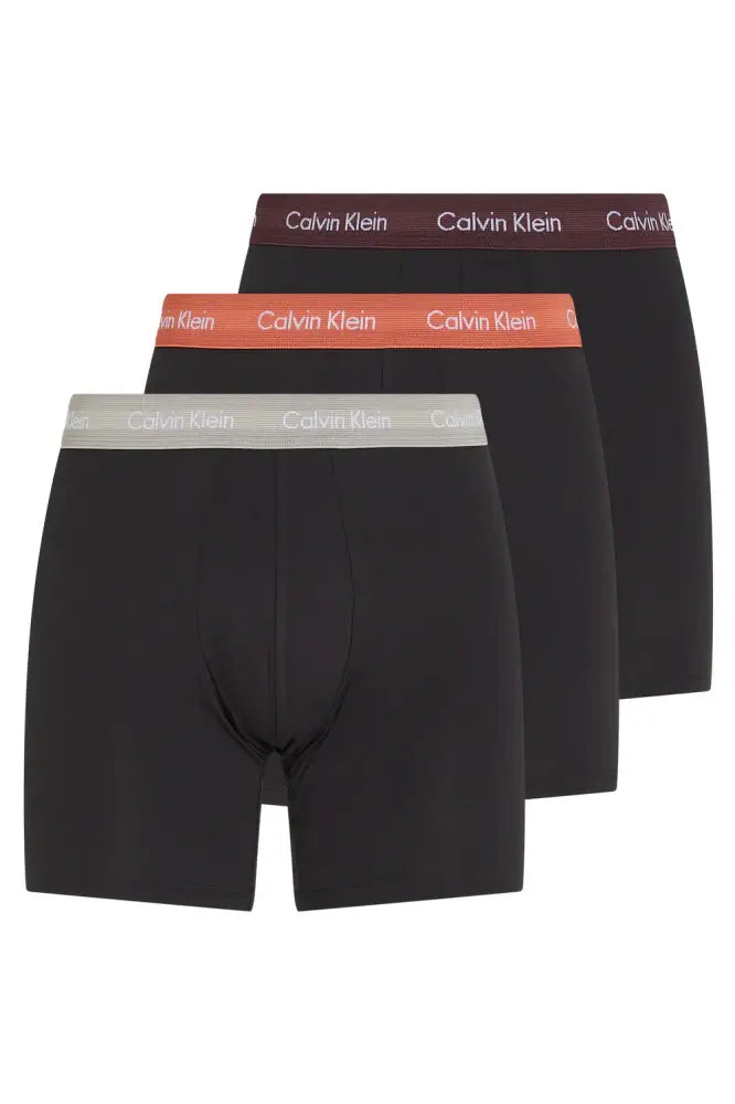Calvin Klein 3 Pack Boxer Briefs Cotton Stretch - Black/Multi Colour Waistbands