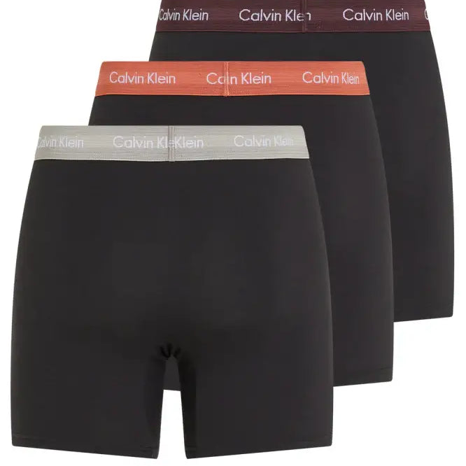 Calvin Klein 3 Pack Boxer Briefs Cotton Stretch - Black/Multi Colour Waistbands
