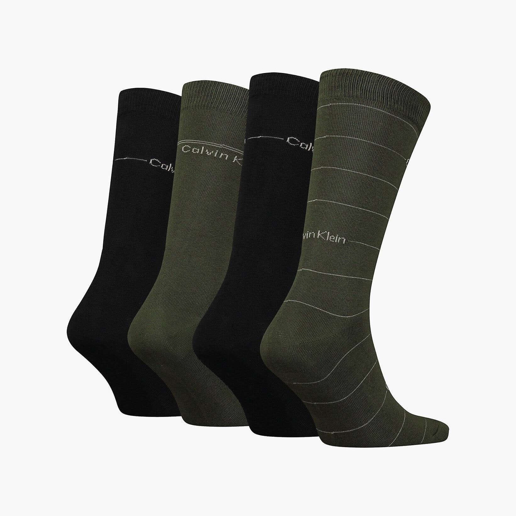 Calvin Klein 4 Pack Crew Socks Gift Box- Dark Olive Combo