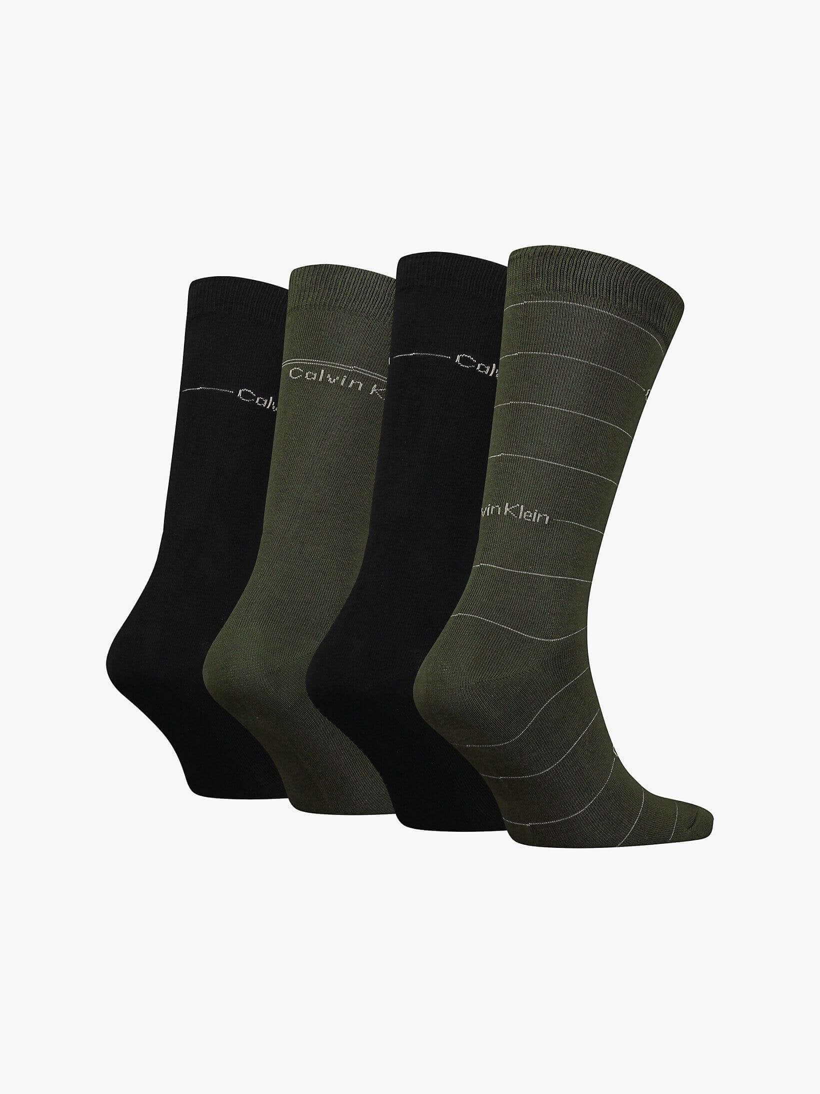 Calvin Klein 4 Pack Crew Socks Gift Box- Dark Olive Combo