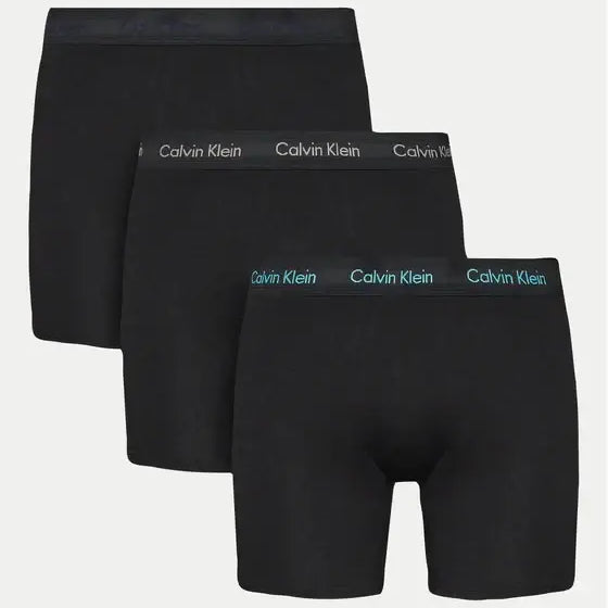 Calvin Klein 3 Pack Boxer Briefs Cotton Stretch - Black, Multi Colour Logo