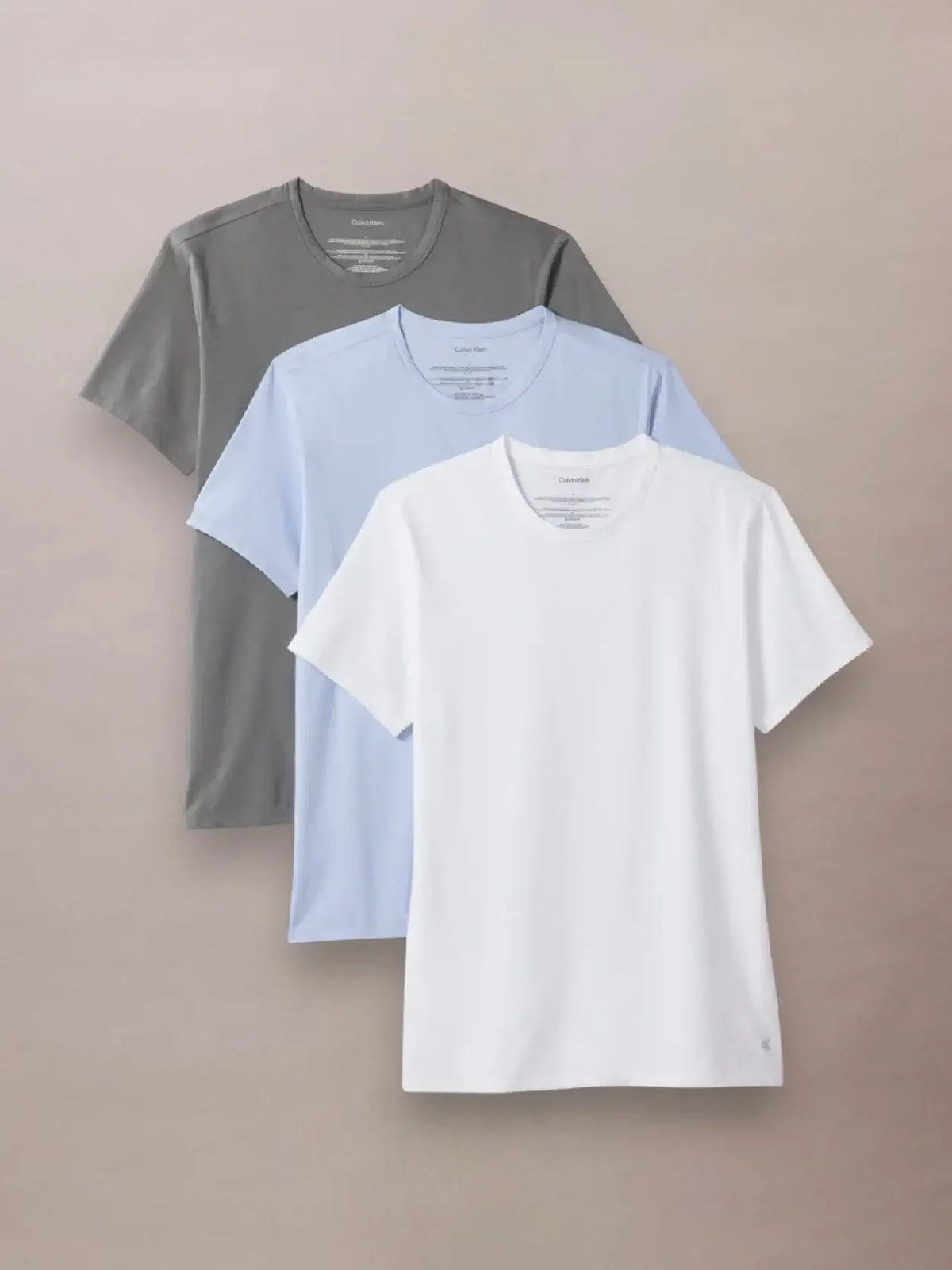 Calvin Klein 3 Pack Slim Fit T-Shirts | Cotton Stretch Crew Neck Essentials