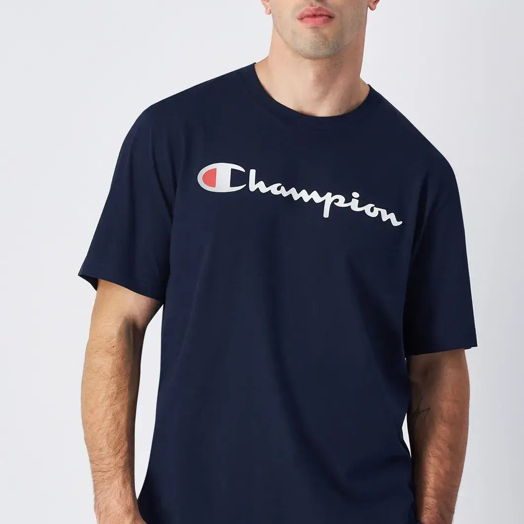Champion Big Logo Cotton Jersey T-Shirt - Navy