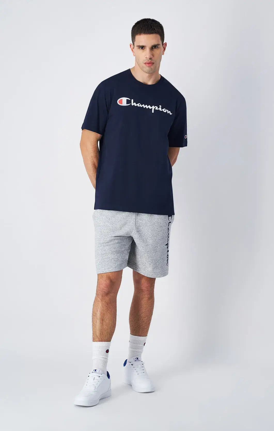 Champion Big Logo Cotton Jersey T-Shirt - Navy