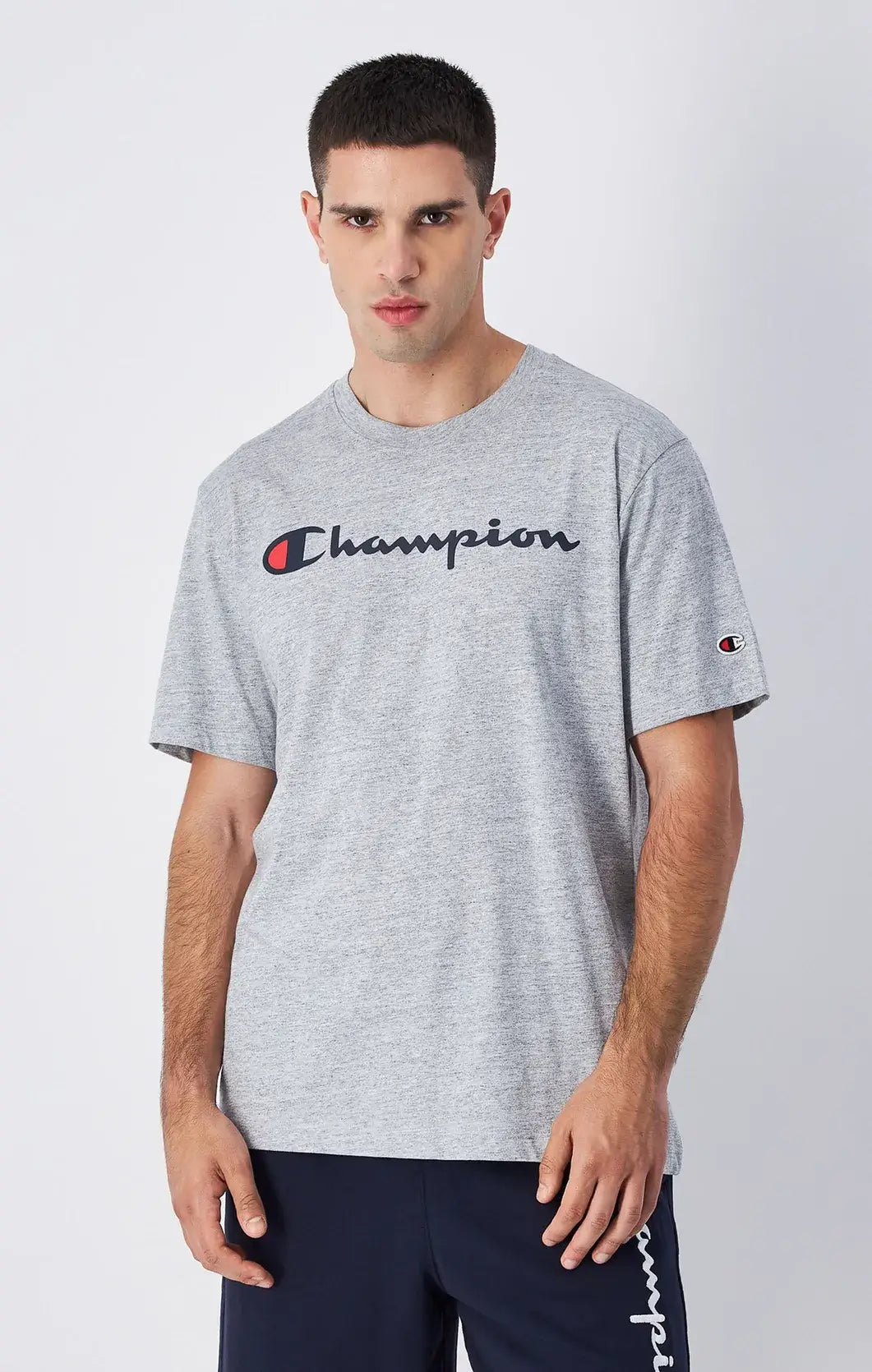 Champion Big Logo Cotton Jersey T-Shirt - Grey