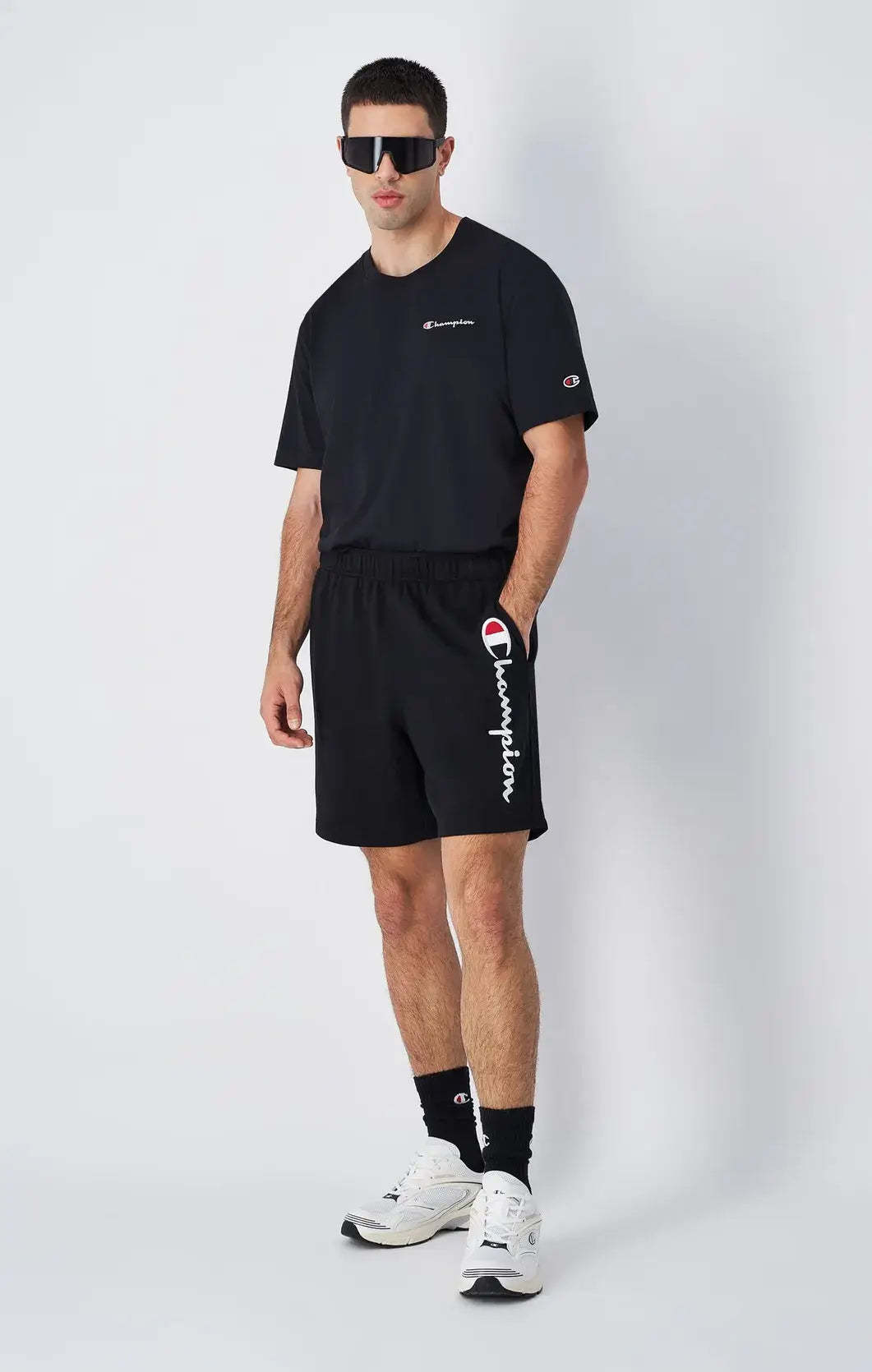 Champion Big Logo French Terry Shorts - Black