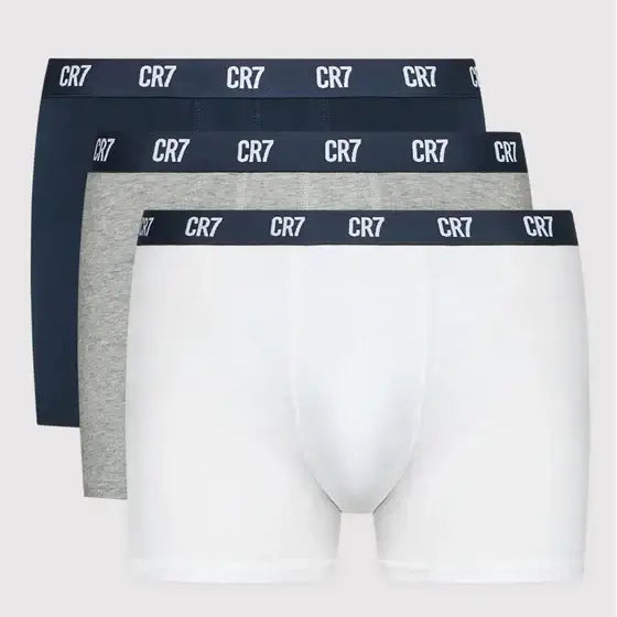 CR7 3-Pack Men's Cotton Fashion Trunk - Navy / Grey / White