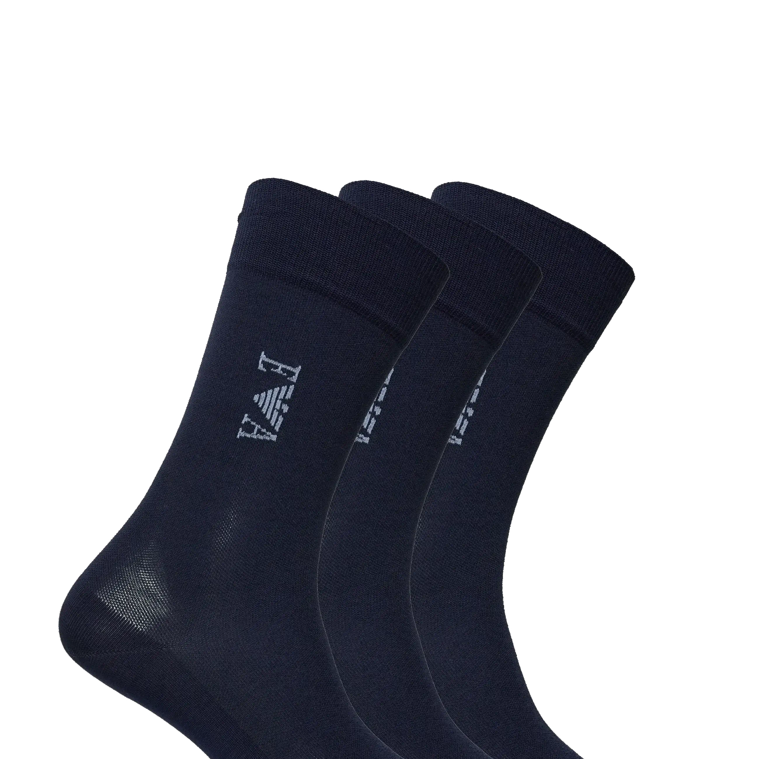 Emporio Armani 3-Pack Cotton Blend Socks, Black & Blue