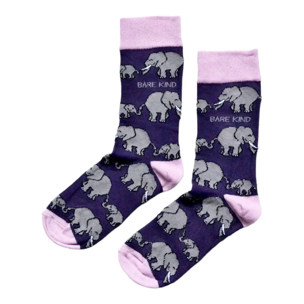 Bare Kind Save the Elephant Bamboo Socks | Eco-Friendly Charity Gift Socks