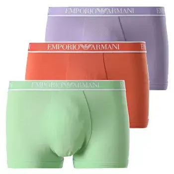 Emporio Armani 3 Pack Trunks Stretch Cotton - Violet/Green/Orange