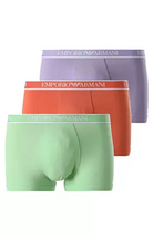 Emporio Armani 3 Pack Trunks Stretch Cotton - Violet/Green/Orange