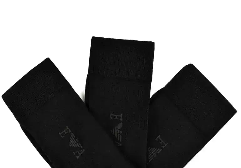 Emporio Armani 3-Pack Cotton Blend Socks, Black & Blue