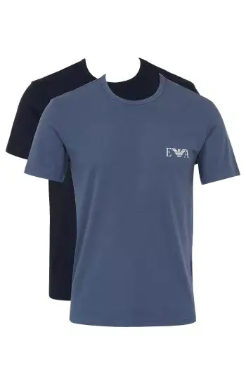 Emporio Armani 2 Pack Crew Neck Loungewear T-Shirt - Blue / Vintage Indigo