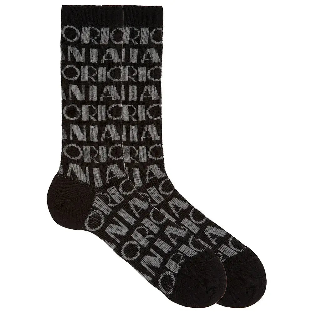Emporio Armani All-Over Lettering High Cut Socks – Black & Navy