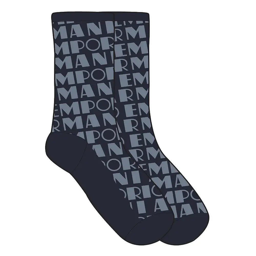 Emporio Armani All-Over Lettering High Cut Socks – Black & Navy