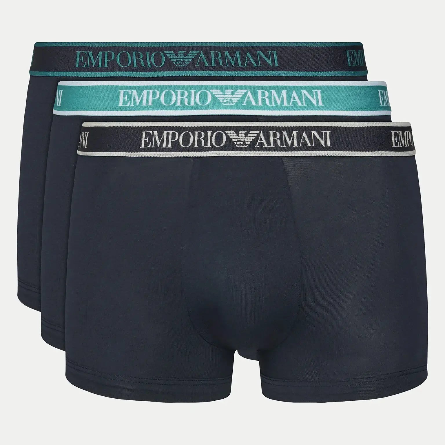 Emporio Armani 3 Pack Trunks Stretch Cotton - Dark Blue Multi