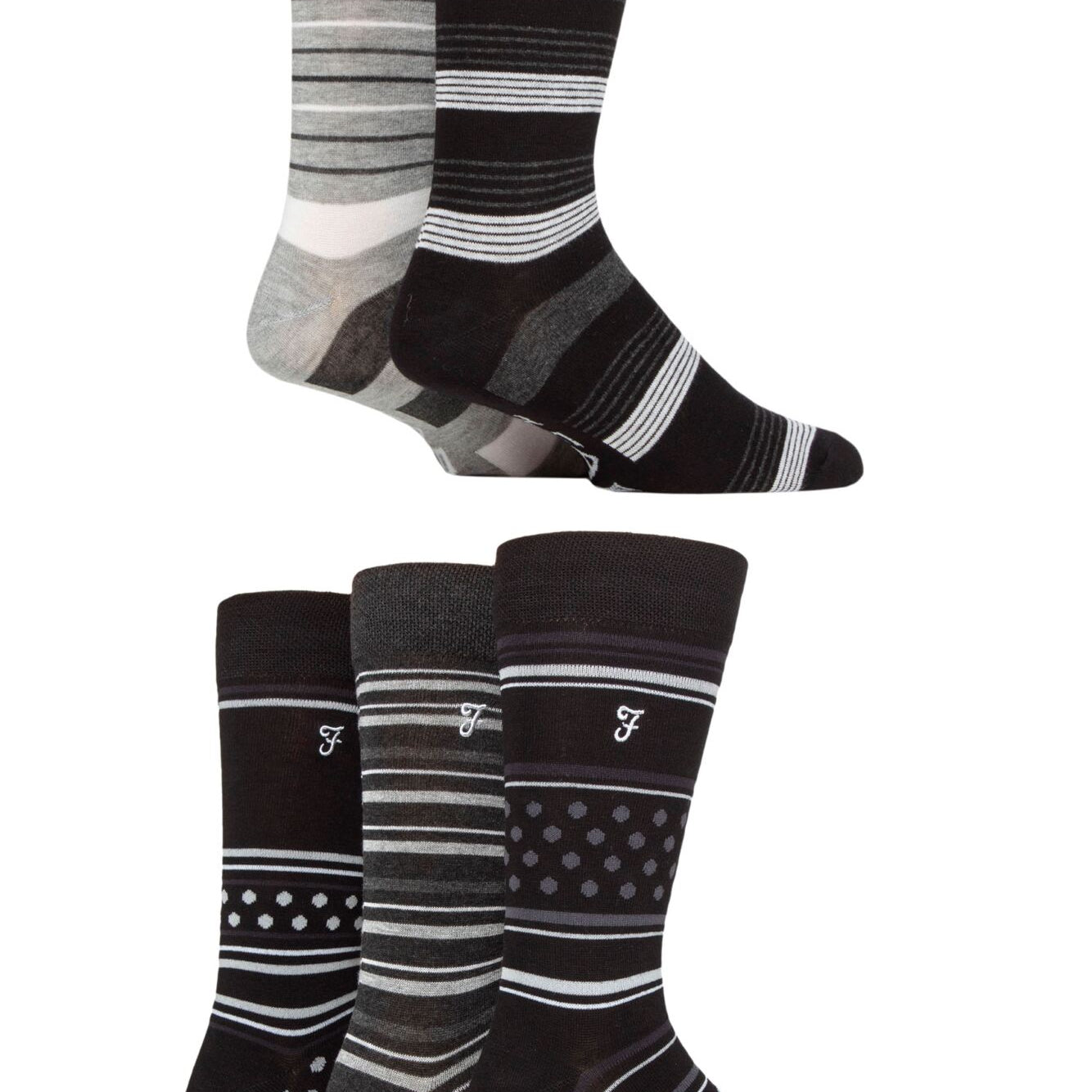 Farah Men’s 5 Pack Bamboo Pattern Socks – Embroidered Logo (UK 6-11)