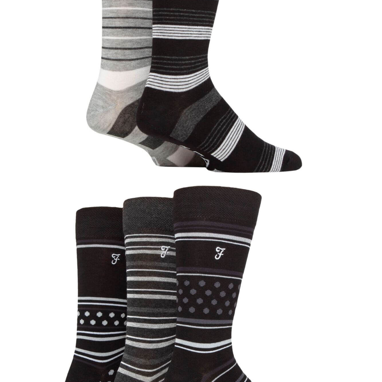 Farah Men’s 5 Pack Bamboo Pattern Socks – Embroidered Logo (UK 6-11)