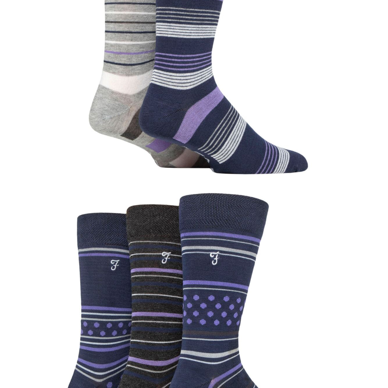 Farah Men’s 5 Pack Bamboo Pattern Socks – Embroidered Logo (UK 6-11)