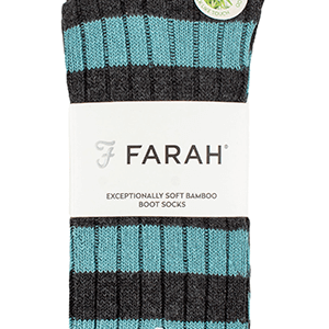 Farah Men's Bamboo BOOT Socks 2 Pack Socks (6-11 ) -Charcoal/Teal