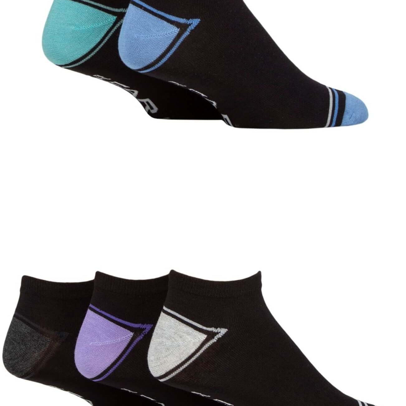 Farah Men's Bamboo Trainer 5 Pack Socks Plain/Stripes