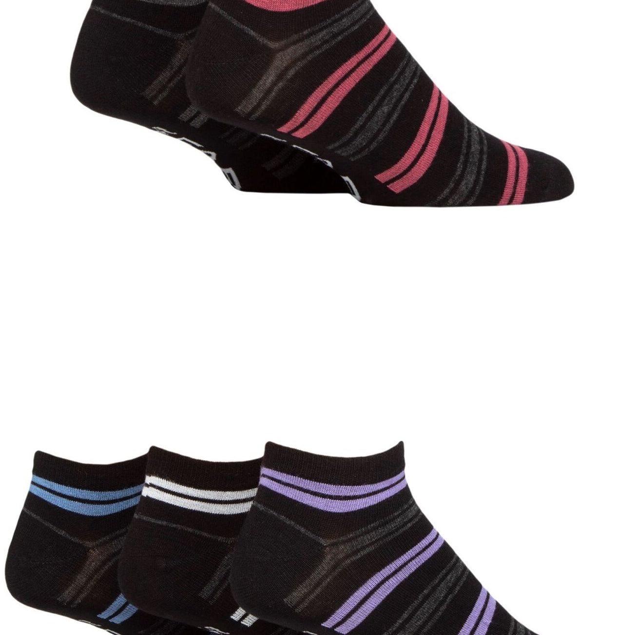 Farah Men's Bamboo Trainer 5 Pack Socks Plain/Stripes
