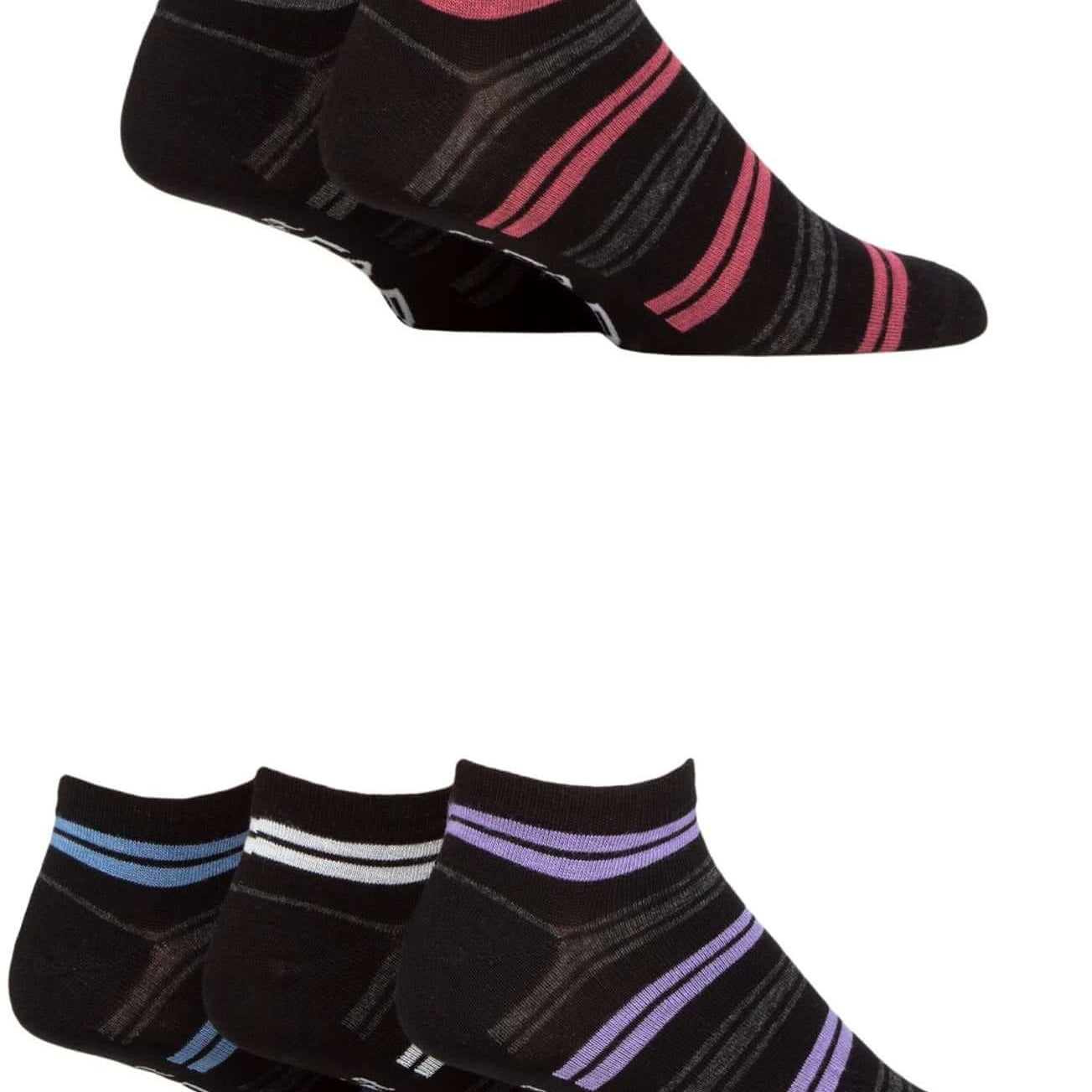 Farah Men's Bamboo Trainer 5 Pack Socks Plain/Stripes