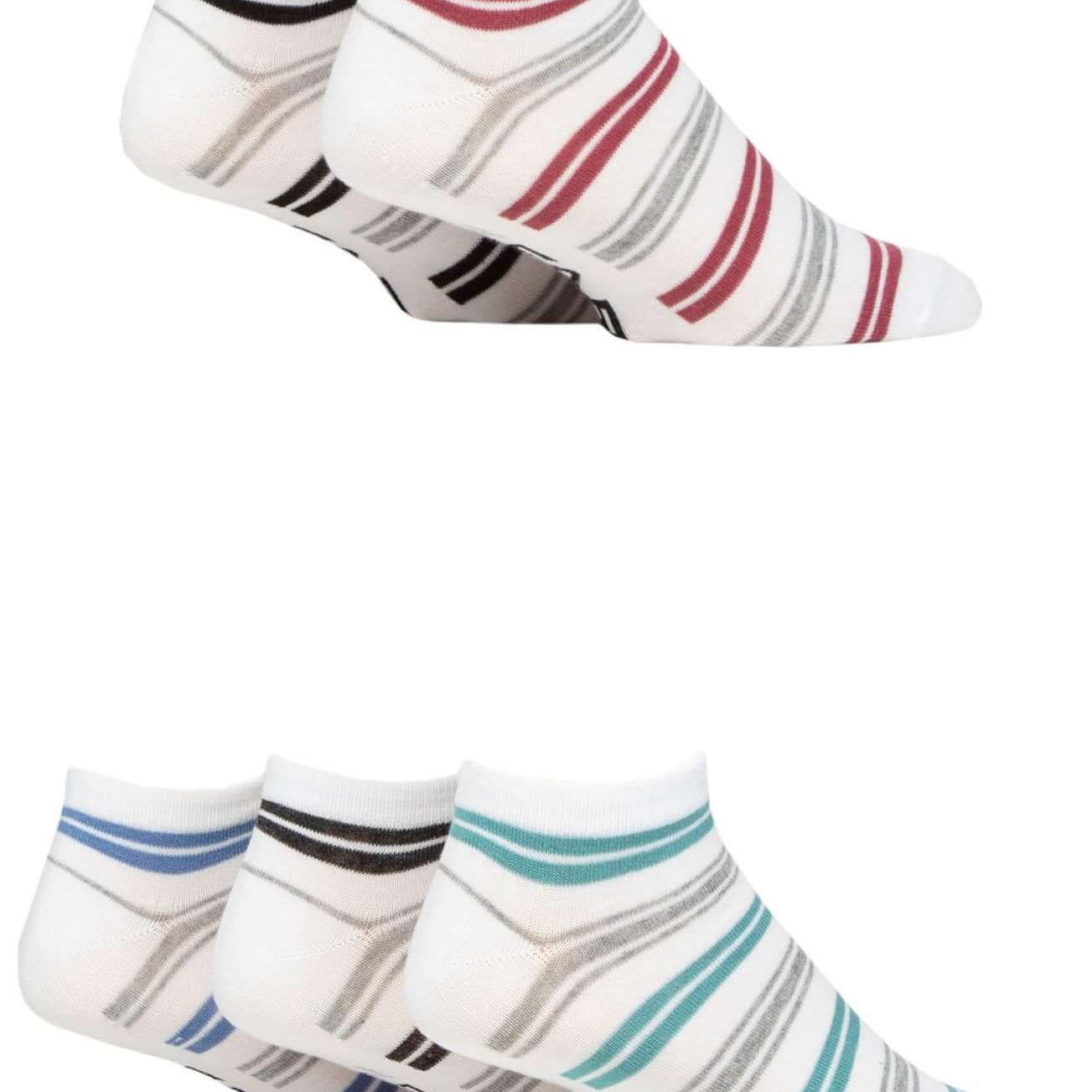 Farah Men's Bamboo Trainer 5 Pack Socks Plain/Stripes