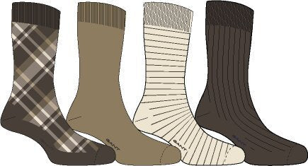 GANT Checked Socks 4-Pack Shadow Brown - Design Illustration