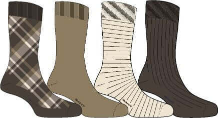 GANT Checked Socks 4-Pack Shadow Brown - Design Illustration