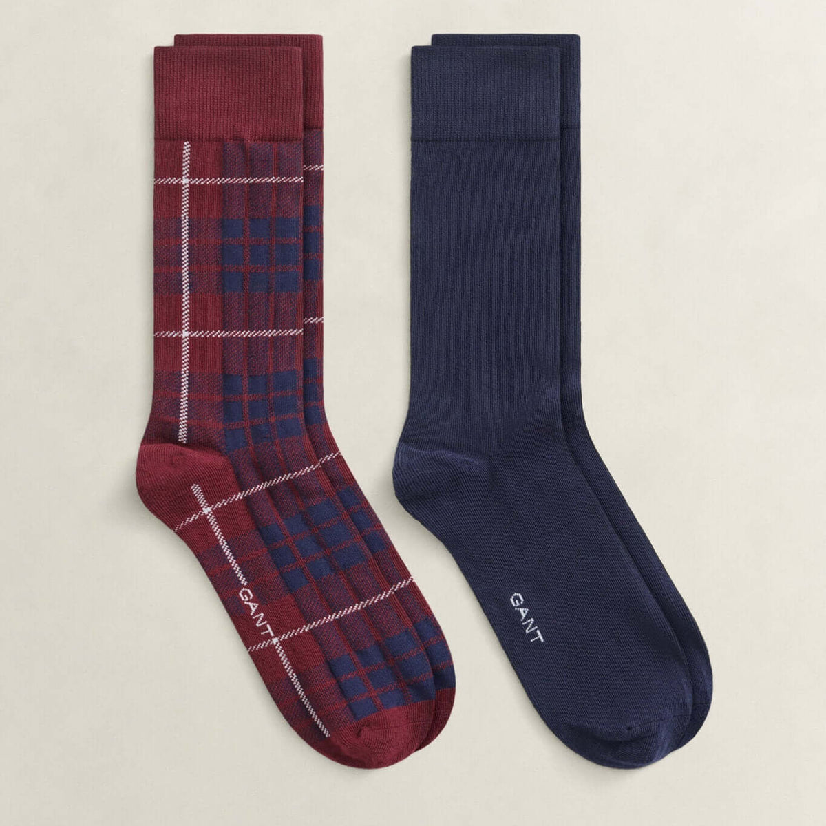 GANT Tartan Socks 2-Pack - Deep Grape Wine and Navy
