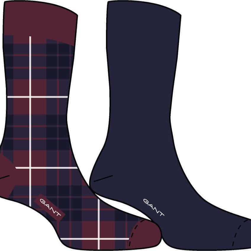 GANT Tartan Socks 2-Pack Deep Grape Wine - Design Illustration