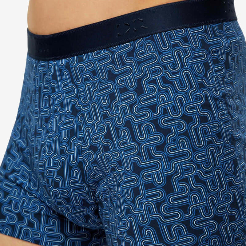 Derek Rose Men's Trunks - Navy Geometric Pima Cotton