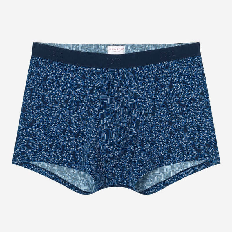 Derek Rose Men's Trunks - Navy Geometric Pima Cotton