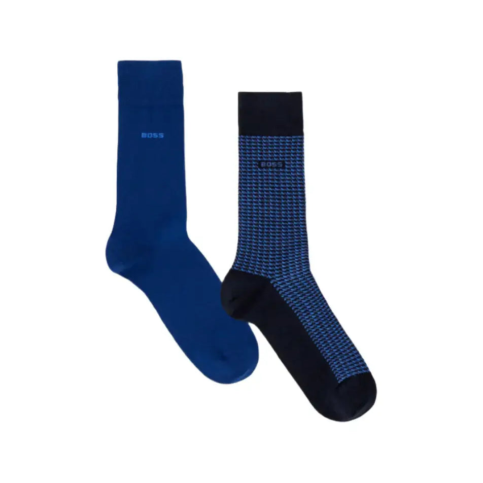 Boss 2 Pack Men's Mini Geom Blue Cotton Blend Sock