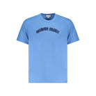 Calvin Klein Men's Regenerative Cotton T-Shirt – Curved Logo, Blue Brust