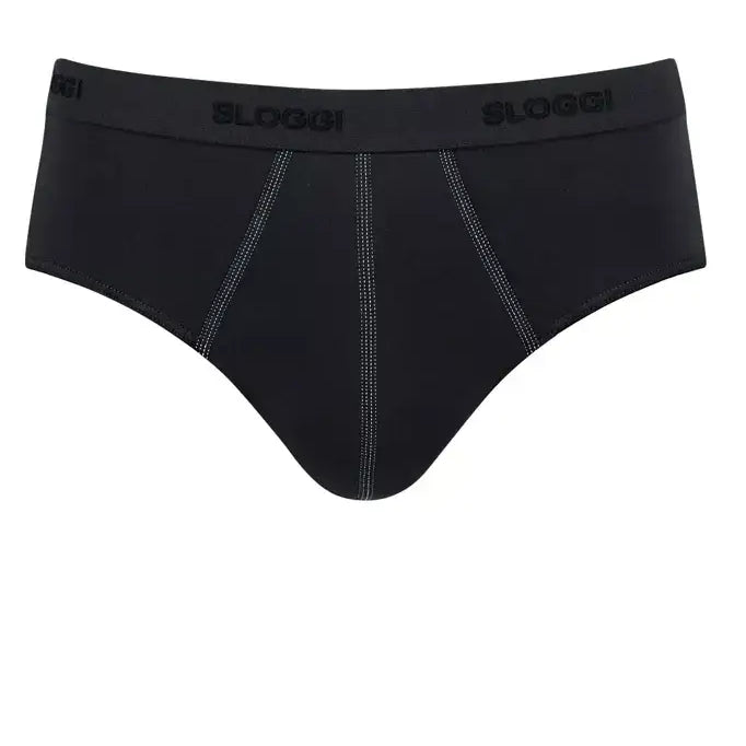 Sloggi Men's 24/7 Basic Natural Cotton 2 Pack Midi Briefs - Black