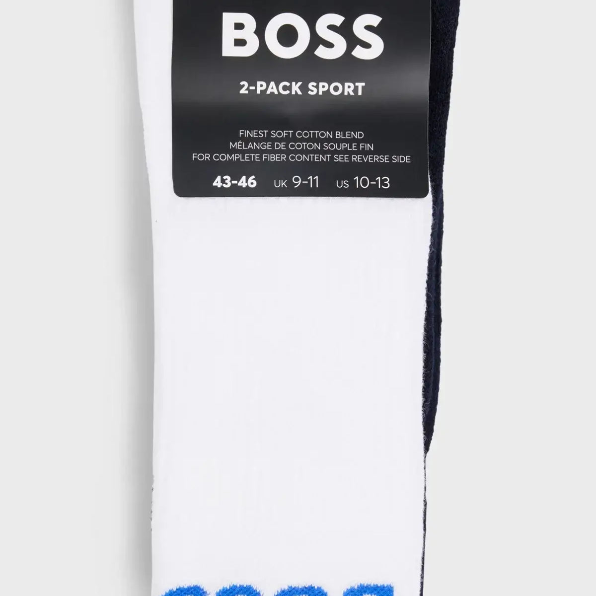 Boss 2 Pack Short Logo Cotton Blend Socks - White / Blue