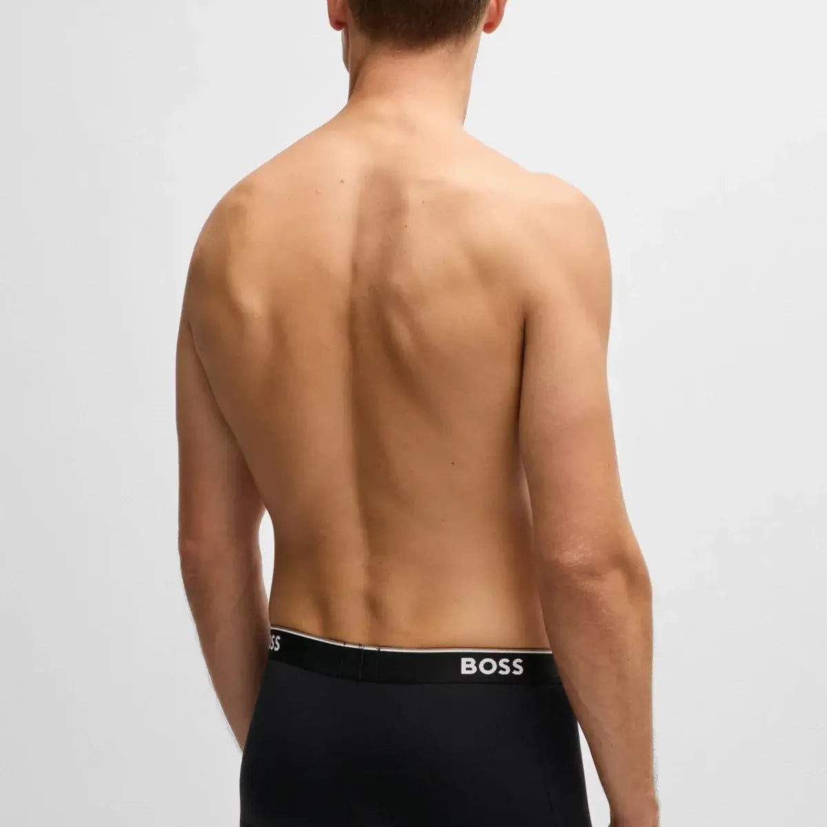 BOSS – 3 Pack Stretch Cotton Boxer Briefs with Logo Waistbands – Black