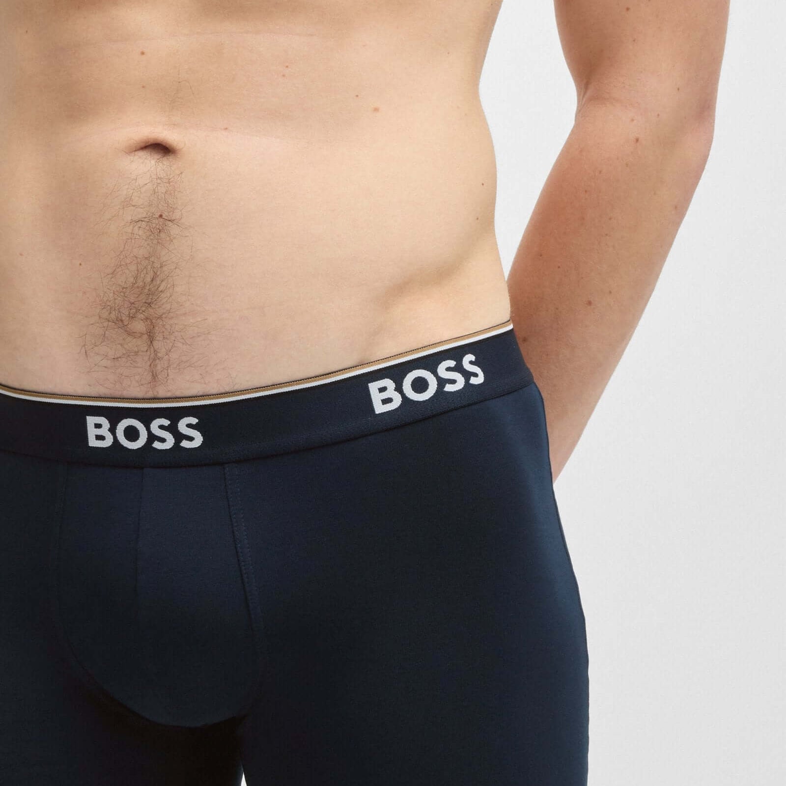 BOSS – 3 Pack Stretch Cotton Boxer Briefs with Logo Waistbands – Dark Blue