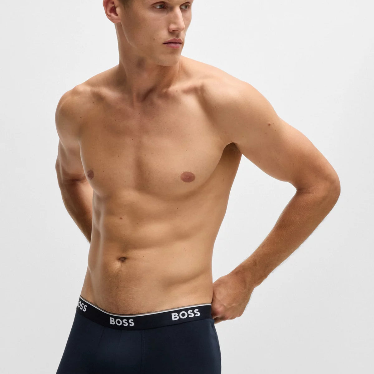 Boss 3 Pack of Stretch-Cotton Boxer Briefs - Black/Grey/Blue