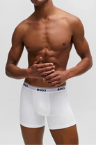 BOSS – 3 Pack Stretch Cotton Boxer Briefs with Logo Waistbands – White / Grey / Black