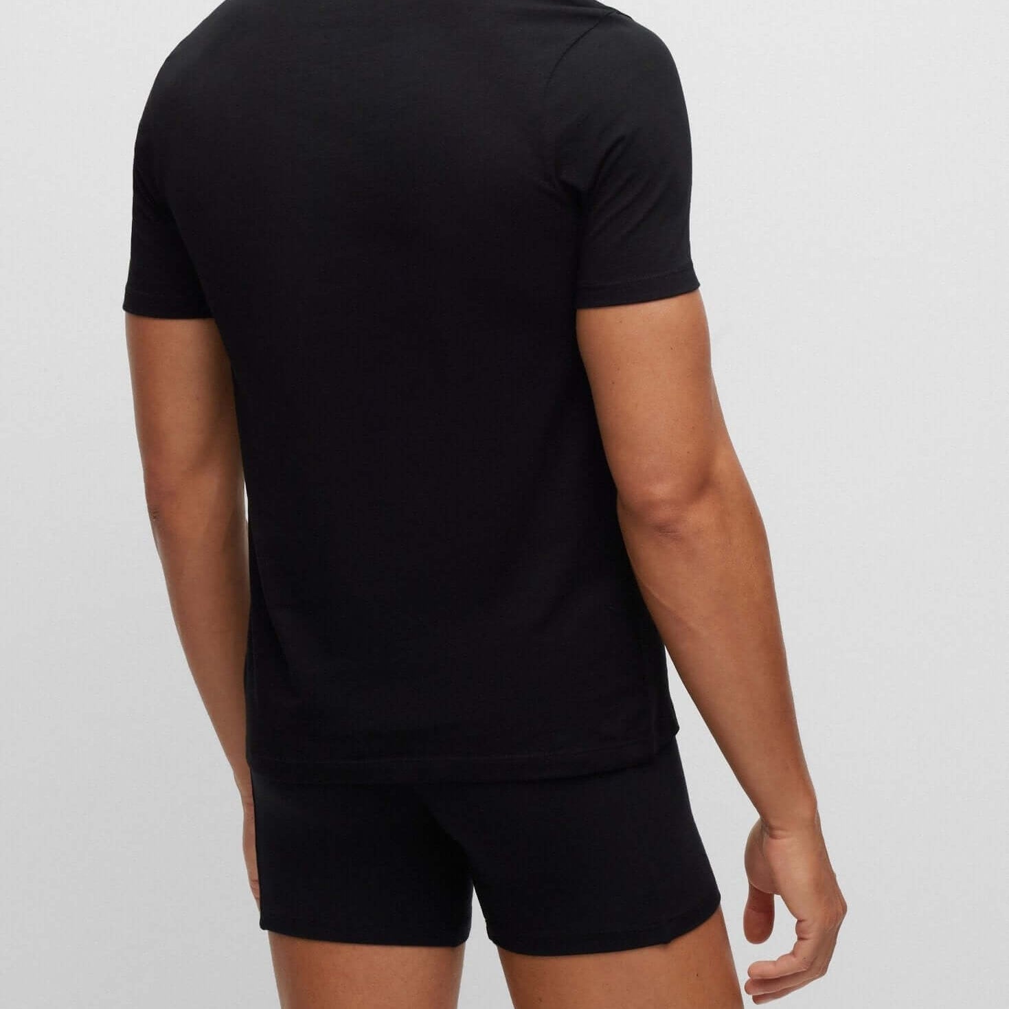 Boss 3 Pack Logo-Embroidered Regular Fit Cotton T-Shirts - Black