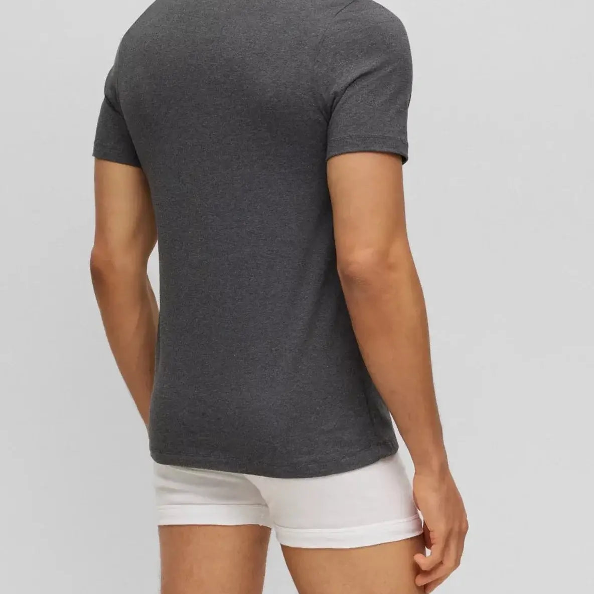 Boss 3 Pack Regular Fit Cotton T-Shirts Logo Embroidered - Black / Grey / Blue