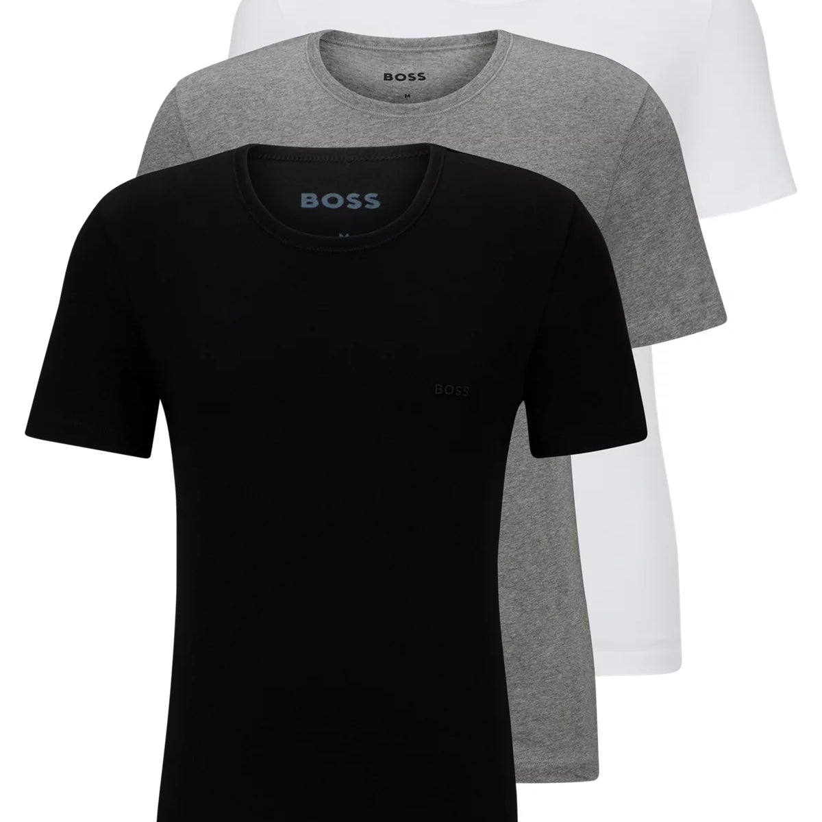BOSS Cotton T-Shirts 3 Pack | Men’s Crew Neck Underwear Tees - White / Black / Grey