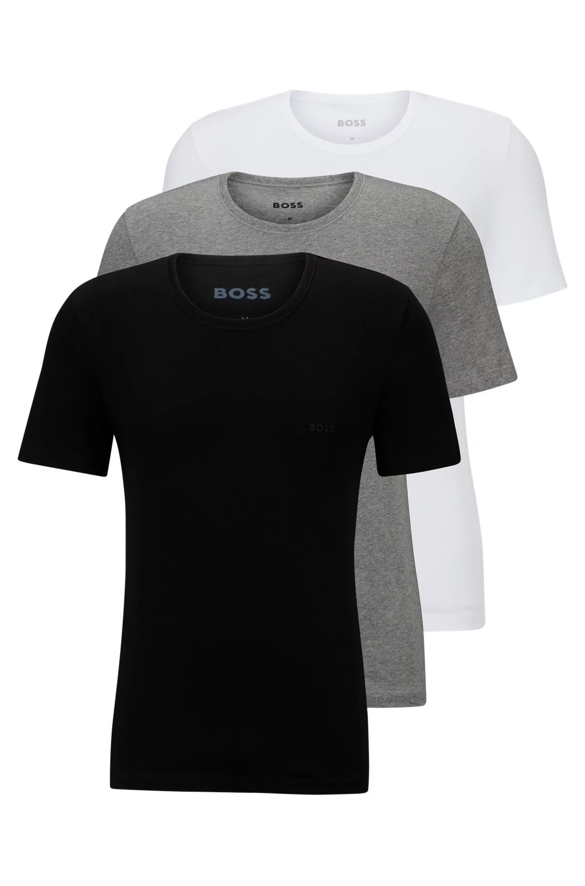 BOSS Cotton T-Shirts 3 Pack | Men’s Crew Neck Underwear Tees - White / Black / Grey