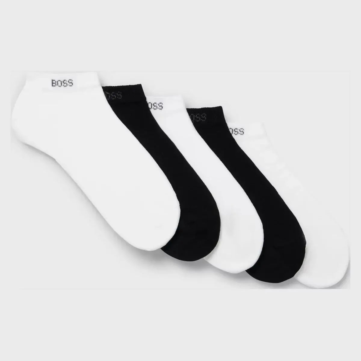 Boss 5 Pack Cotton Blend Ankle Socks - White / Black